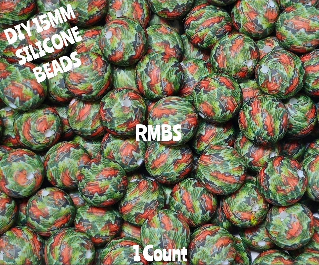 New 1 Count 15mm Printed Beads Christmas Theme Beads Craft Supplies Multiple Options