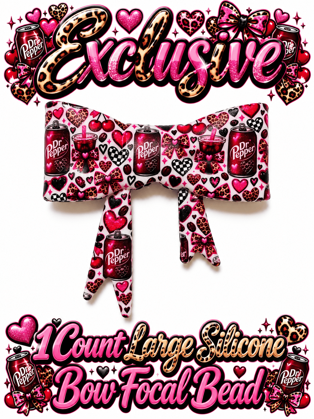 New Shop Exclusive 1 Count Large Silicone Bow DR PEPPER