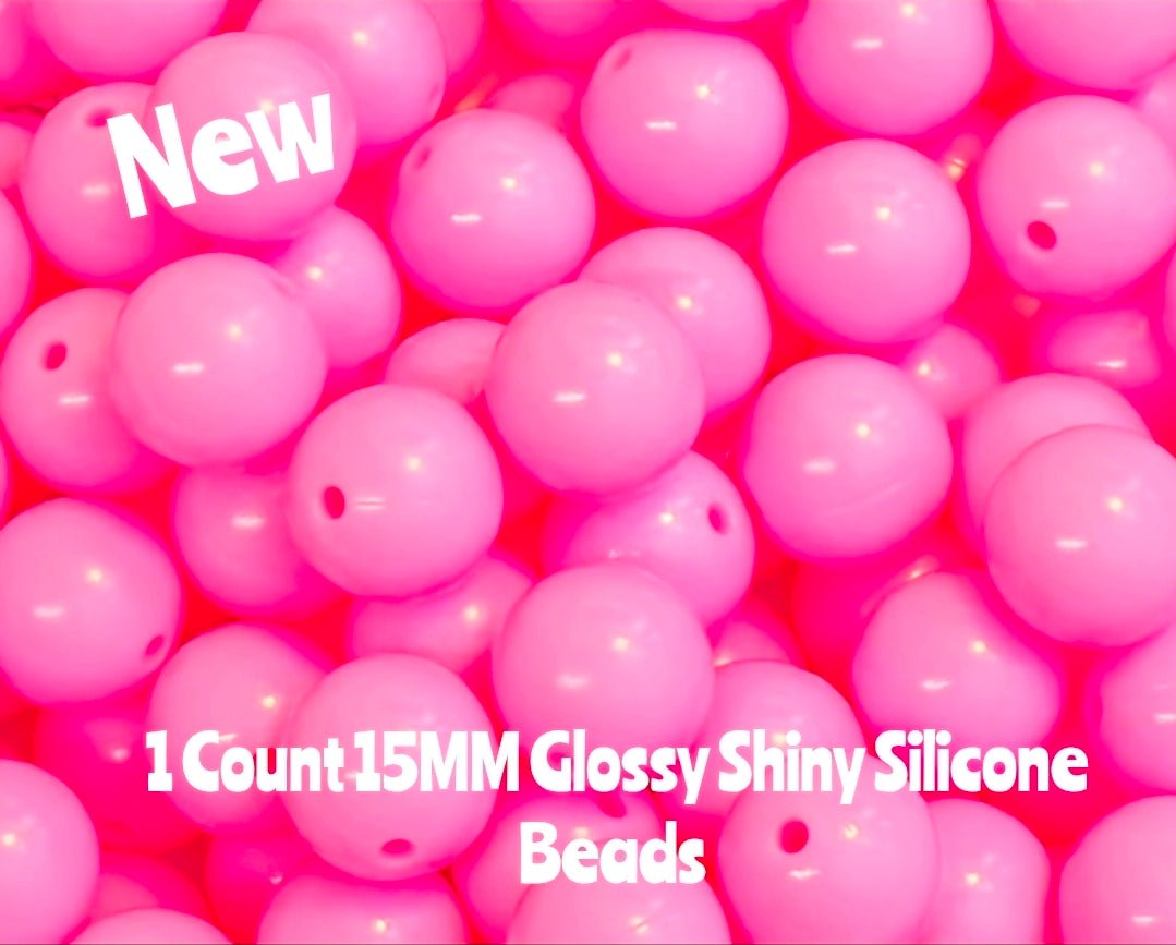 15mm DIY Silicone Beads Glossy Shiny Solids 1 Count Quartz Pink