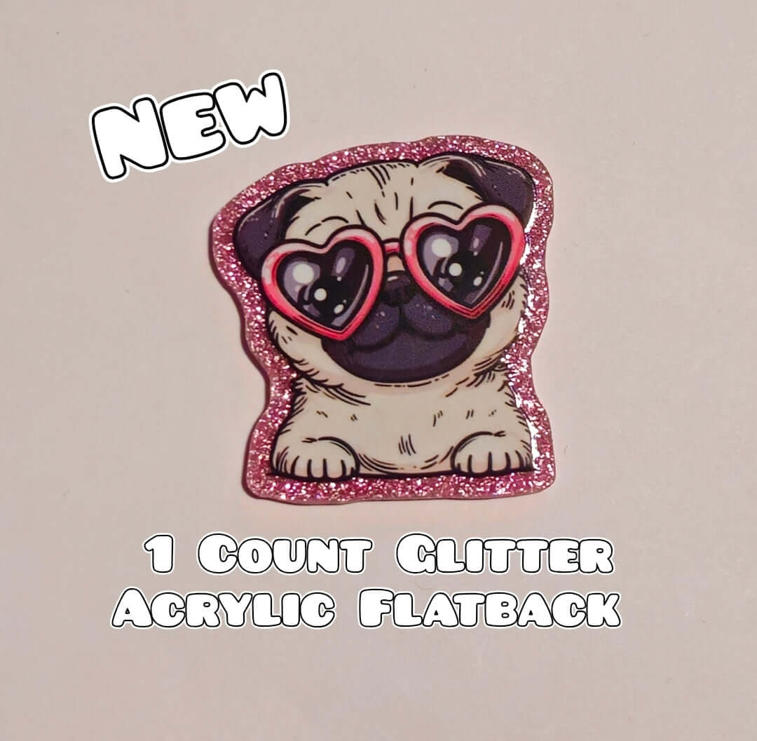 Glitter Acrylic Flatback- Acrylic Planer Resin Charm- Dog