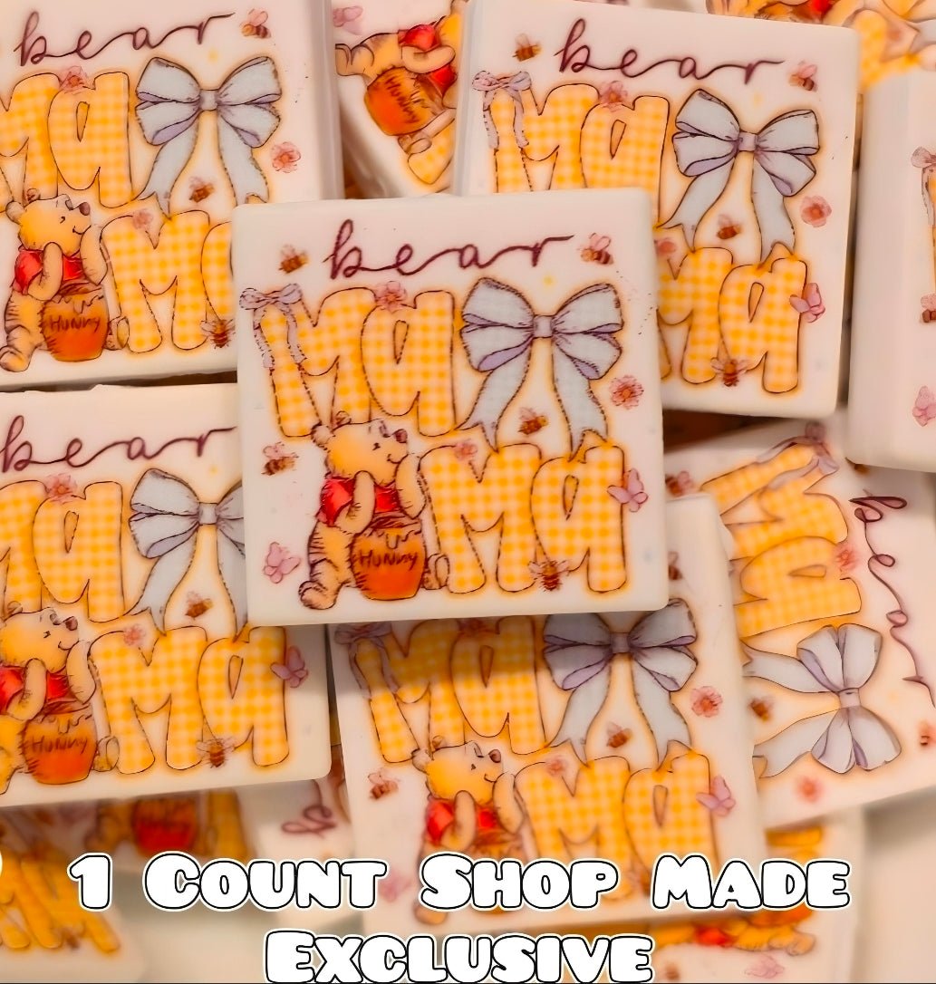 New 1 Count Focal Bead Mama Bear Pooh.
