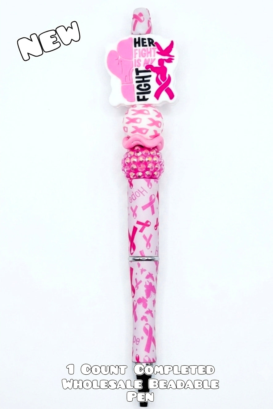 Wholesale 1 Count Beadable Pen Cancer Awareness