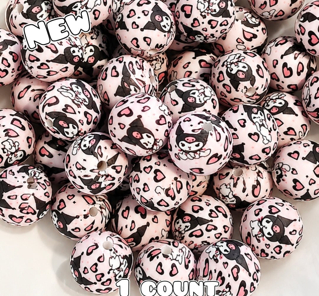 New 1 Count DIY Silicone Beads 15mm printed Character