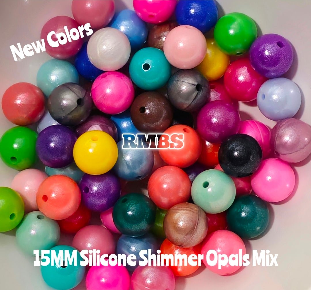 New Color Mix Shimmer Opals 50 Count 15mm Solid Silicone Beads Mix 20 Different Colors