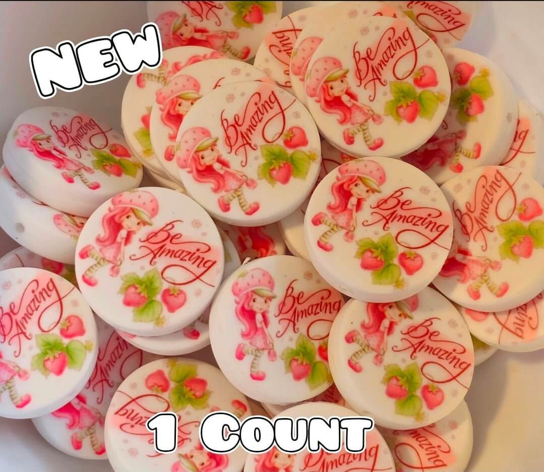 New 1 Count Focal Bead Character Strawberry Shortcake Be Amazing