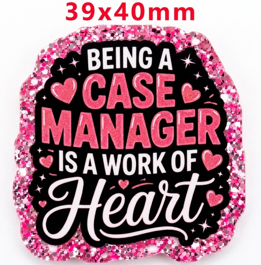 Glitter Acrylic Flatback- Acrylic Planer Resin Charm- Case Worker