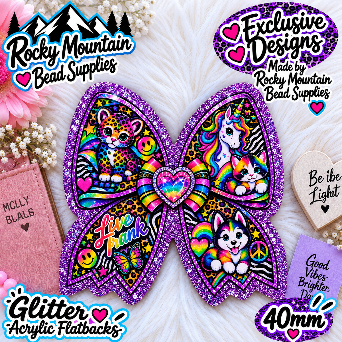 Shop Exclusive 1 Count Custom Exclusive Glitter Acrylic Flatback 40mm
