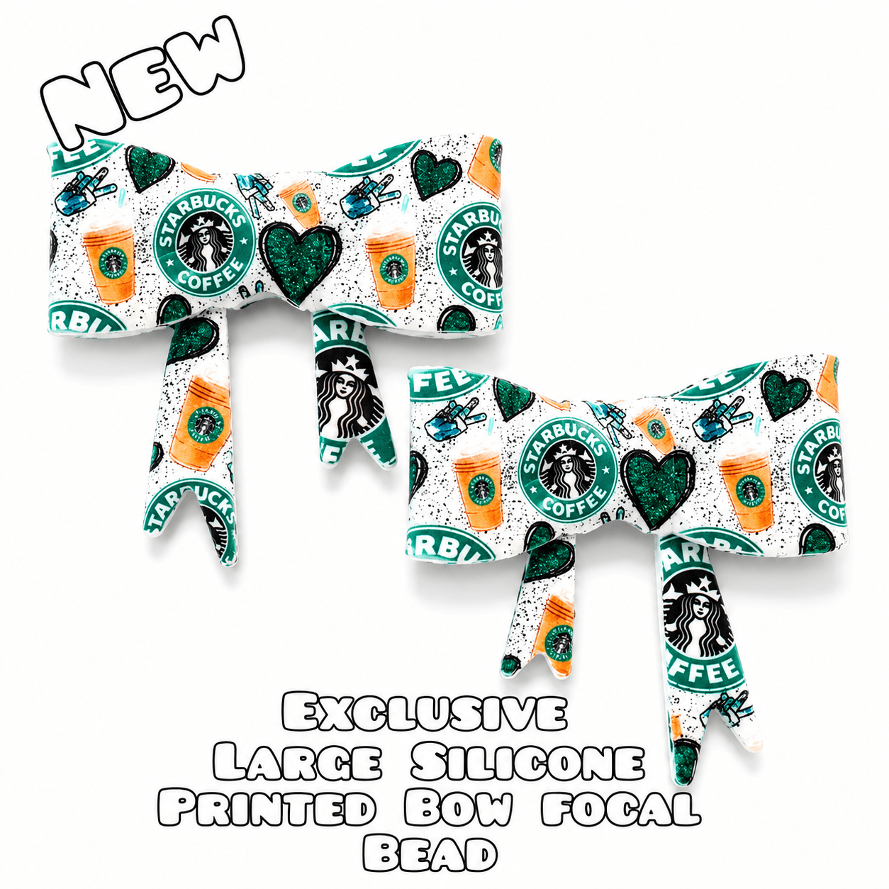 1 Count New Release Silicone Focal Bead Bow Exclusive Green Starbucks