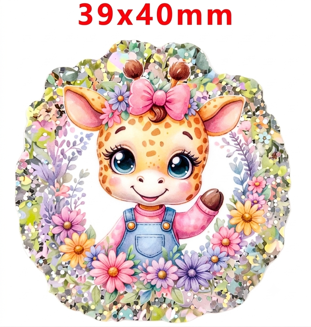 Glitter Acrylic Flatback- Acrylic Planer Resin Charm- Animal Giraffe