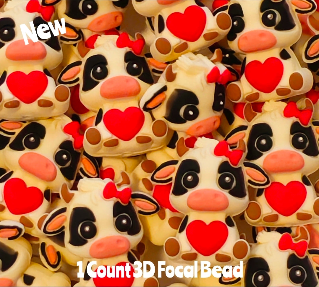 New 1 Count Cow Heart Count Focal Bead