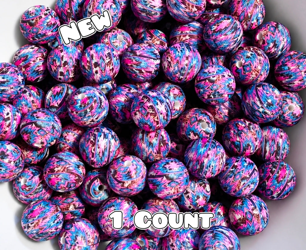 New 1 Count DIY Silicone Beads 15mm printed Aztec Shop Made