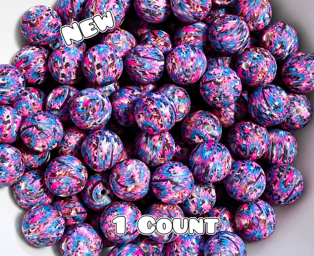 New 1 Count DIY Silicone Beads 15mm printed Aztec Shop Made