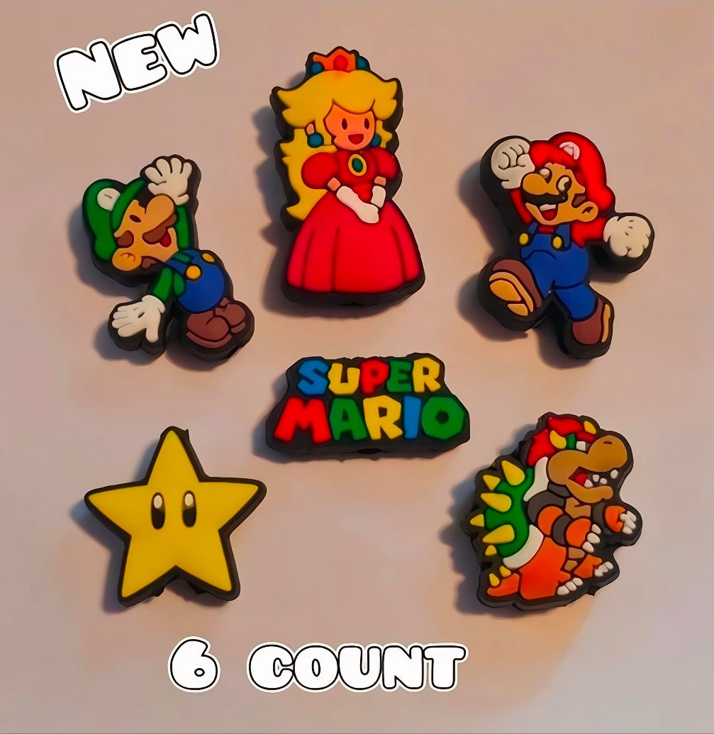 New 6 Count Mario & Friends Focal Bead Set