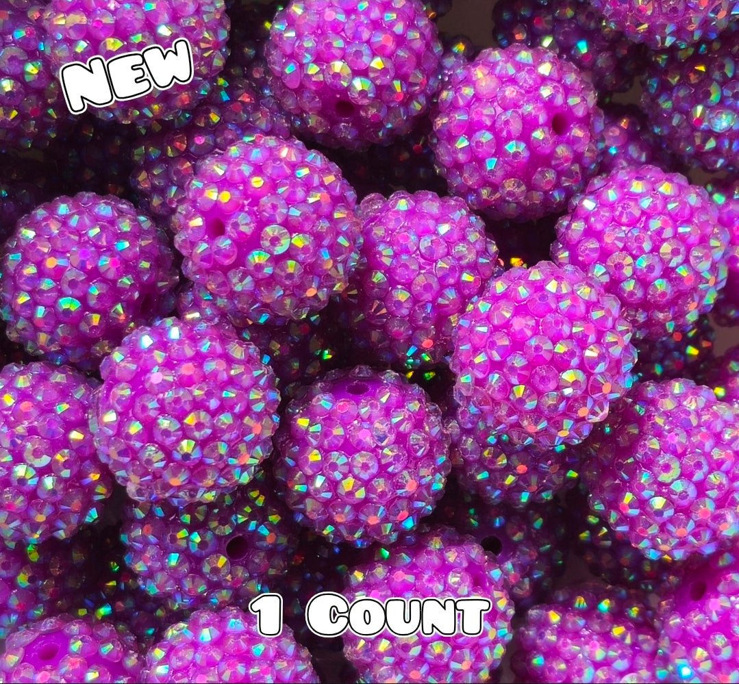 20MM New 1 Count Acrylic Rhinestone Beads PURPLE PASSION