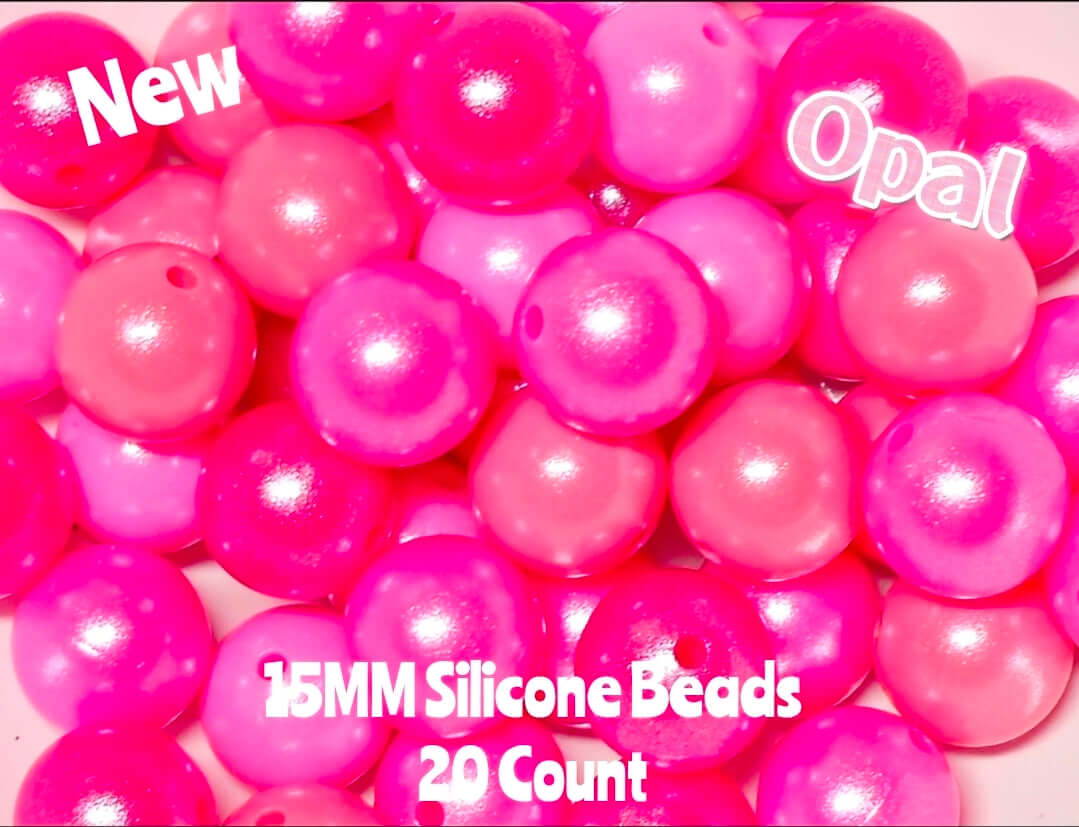 Nuevo paquete de 20 cuentas de ópalo de silicona de 15 mm en tonos rosas