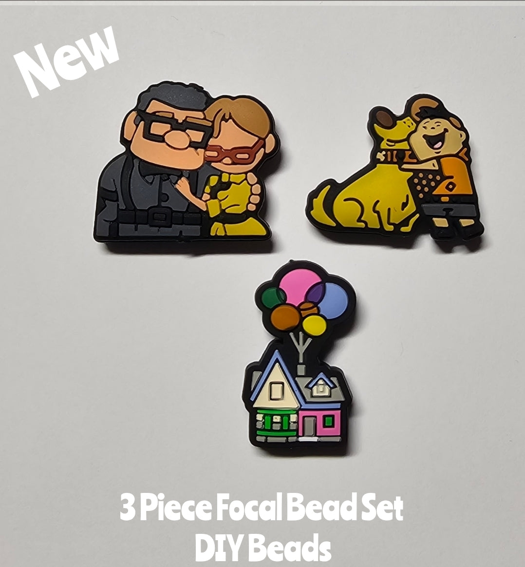 New 3 piece up house focal bead set you receive 1 of each