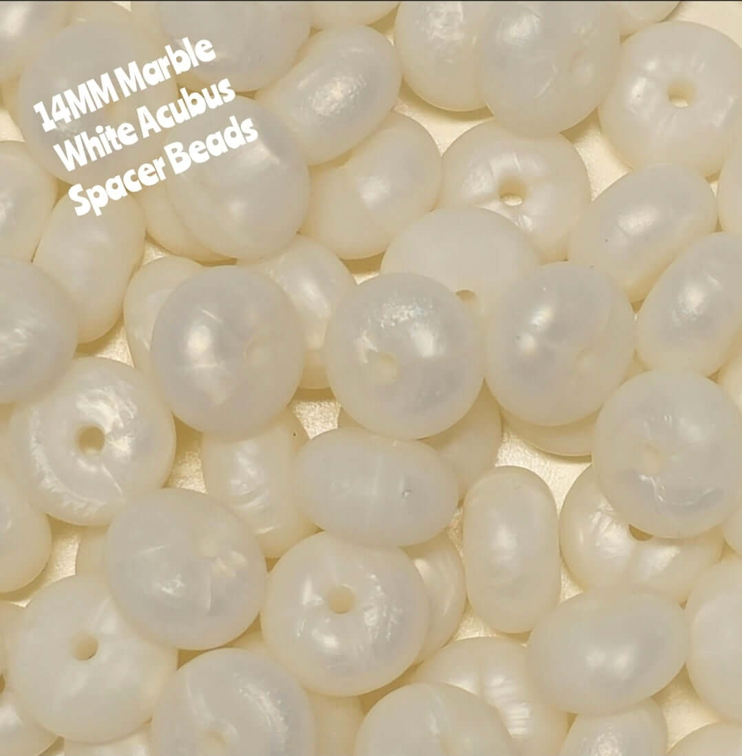1 Count DIY 14 MM MARBEL WHITE Silicone SOLID Acubus Spacer Beads Craft Supplies