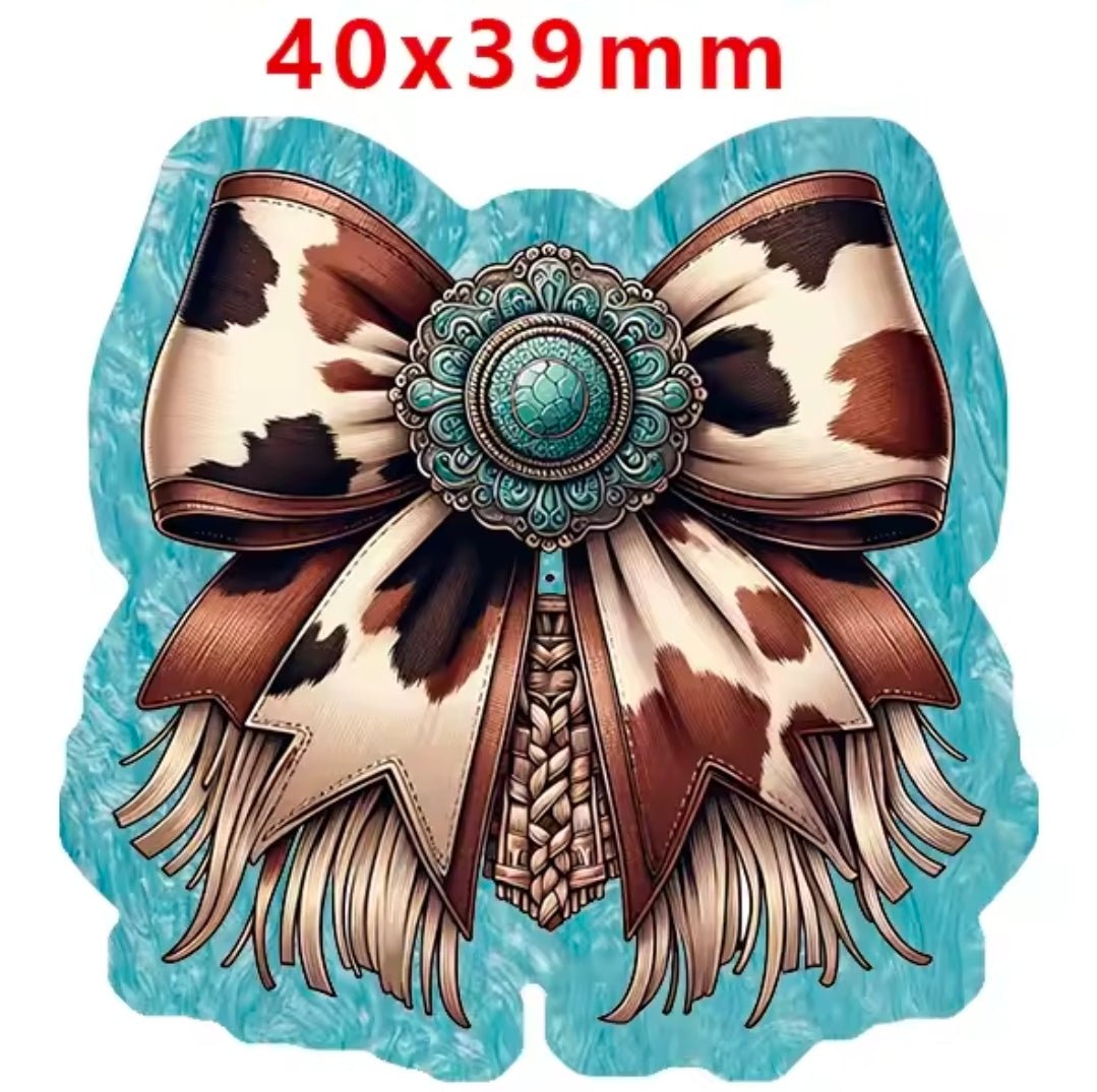 Glitter Acrylic Flatback- Acrylic Planer Resin Charm Western bow