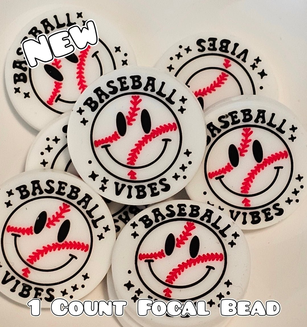 New 1 Count Focal Bead Baseball Vibes