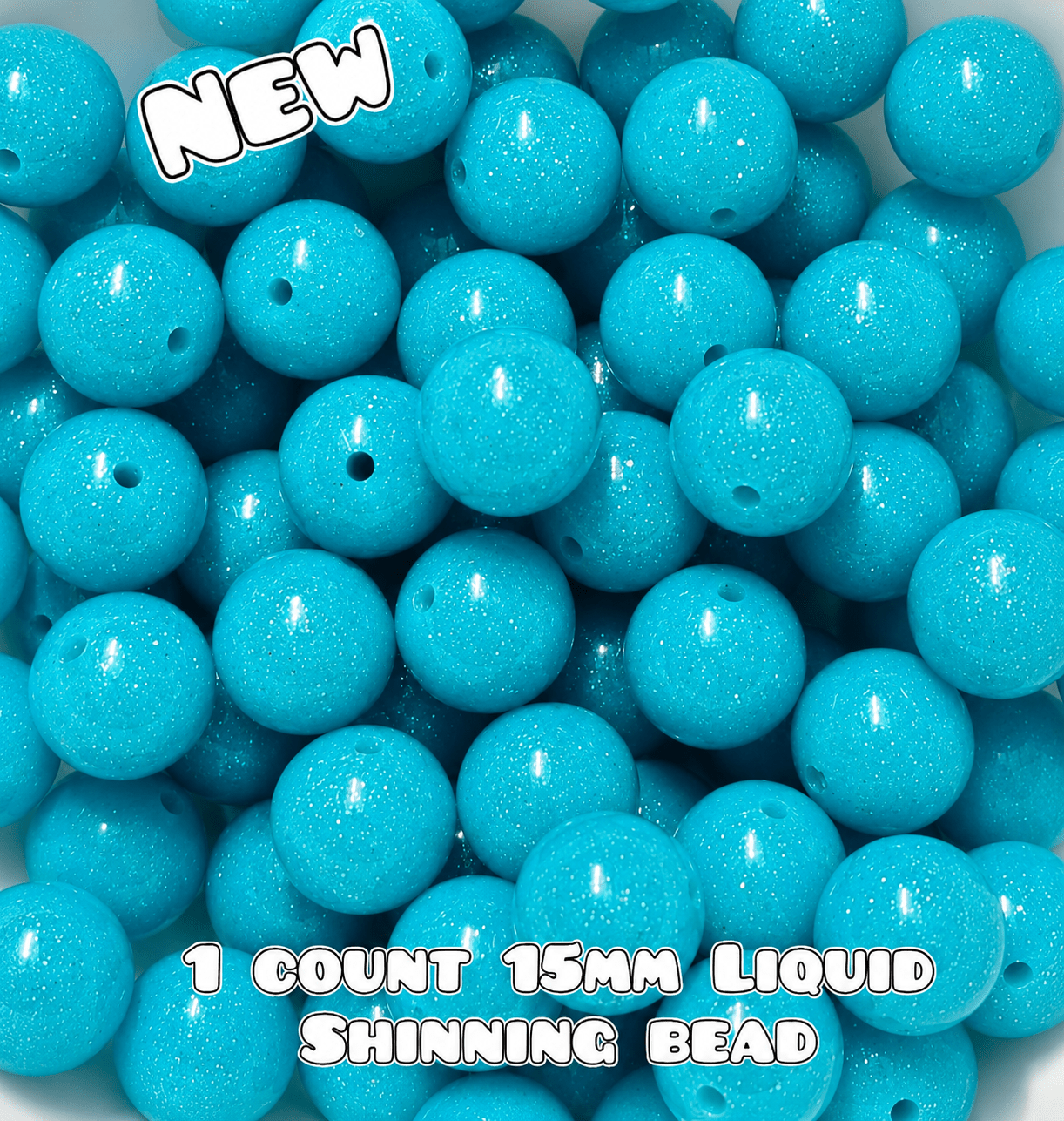NEW 15mm DIY Silicone Beads Glitter Glossy 1 Count Teal