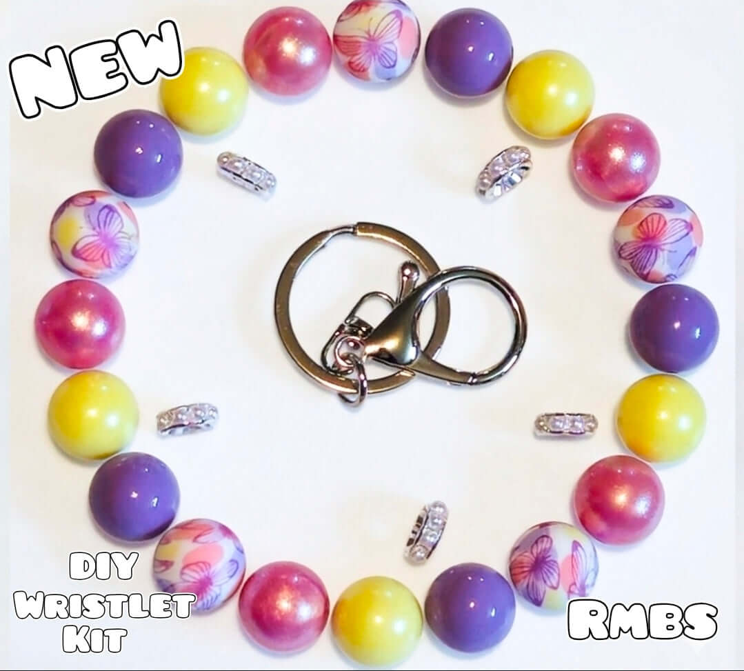 New 1 Count DIY Deluxe Beadable Wristlet Kit Pastel Butterfly