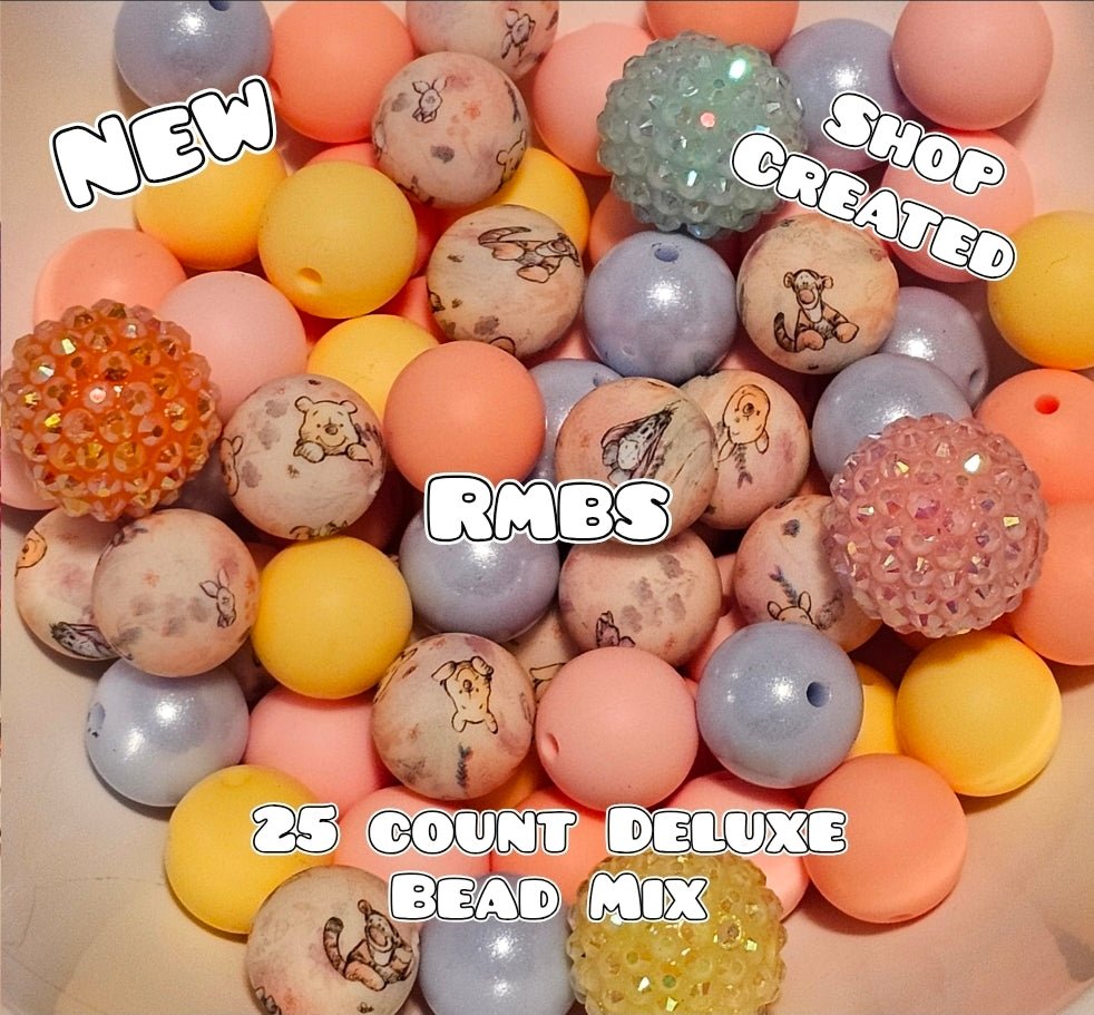 New Deluxe SILICONE Bead Mix 25 count. Shop Made Vintage Pastel Pooh