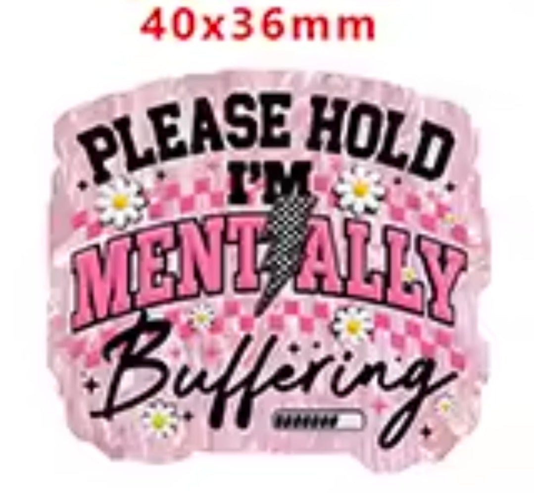 Glitter Acrylic Flatback- Acrylic Planer Resin Charm Please hold mentally buffering