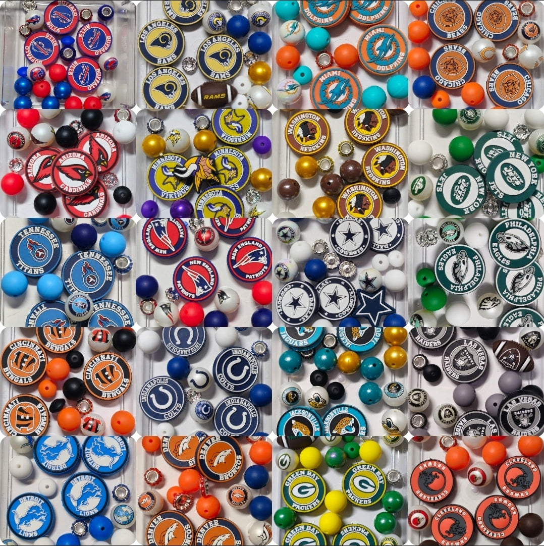 Football Bead Mixes With Focals & Acrylics Craft Supplies