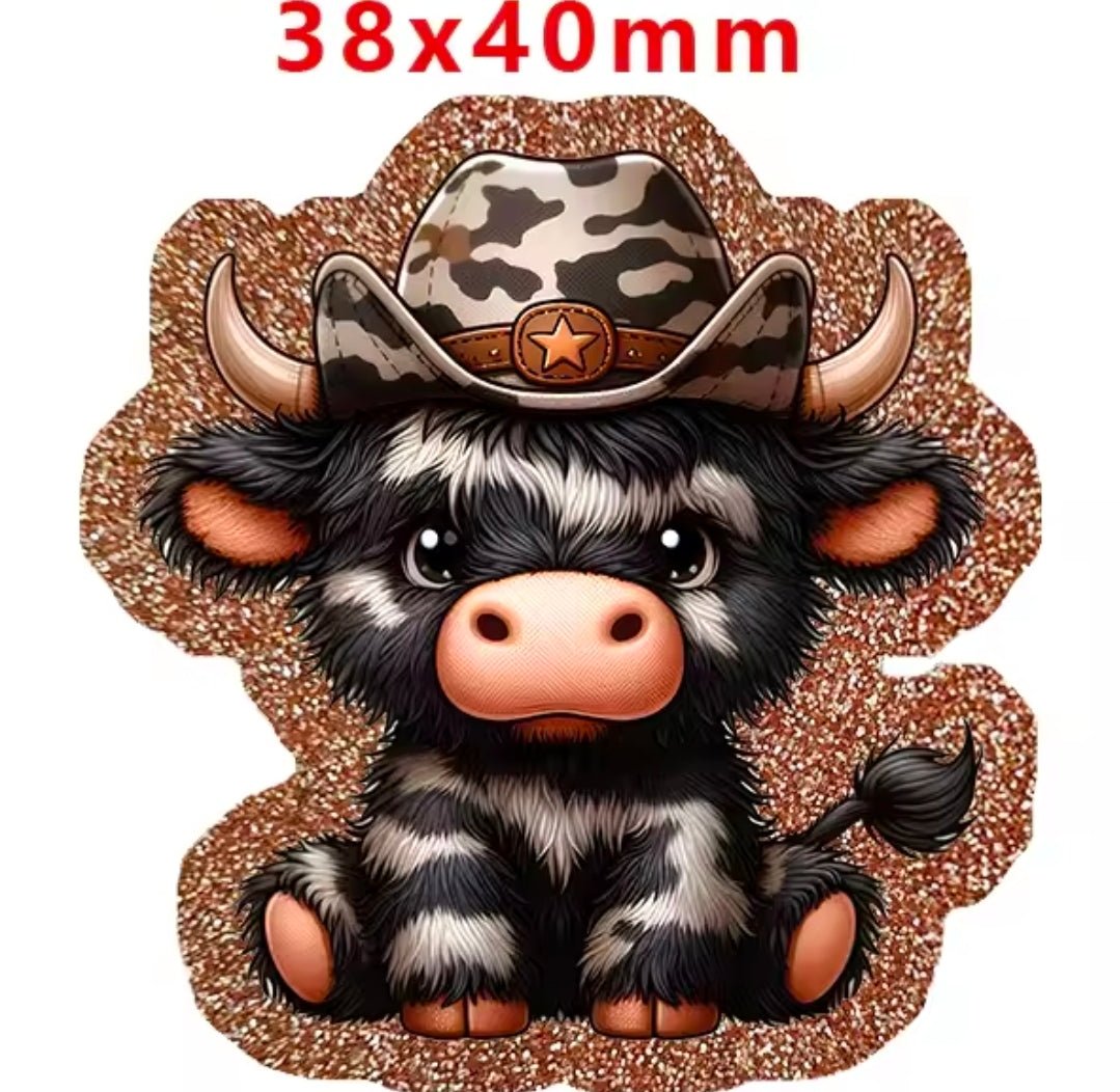 Glitter Acrylic Flatback- Acrylic Planer Resin Charm- Animal Cow