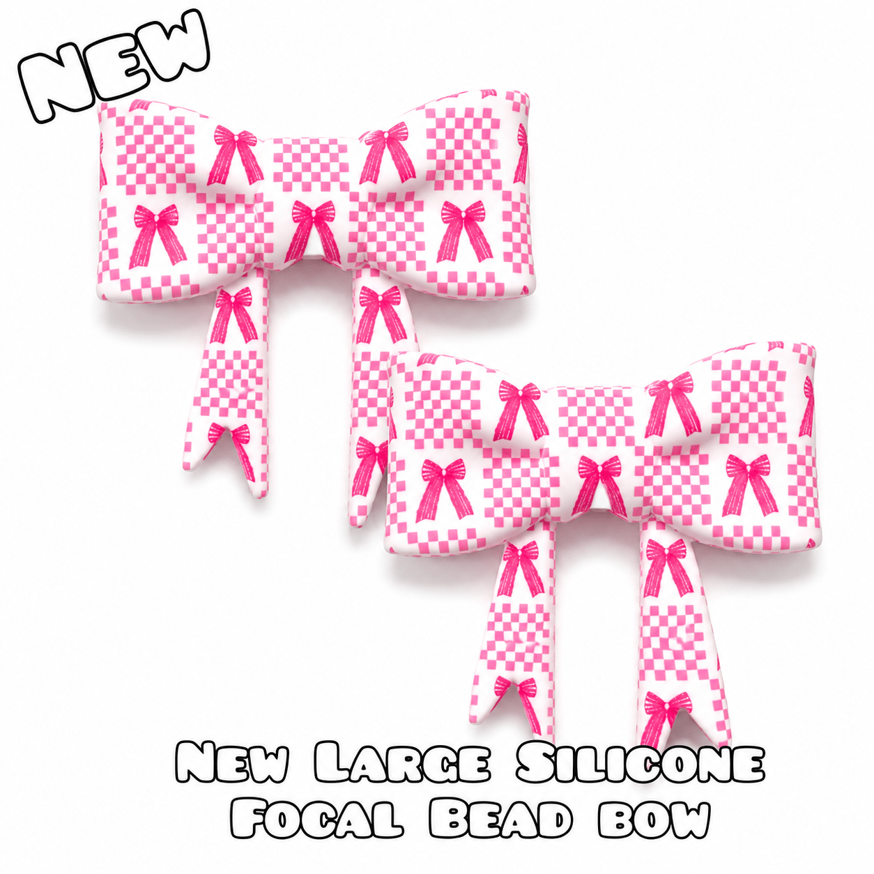 1 Count New Release Silicone Focal Bead Bow Pink Bows