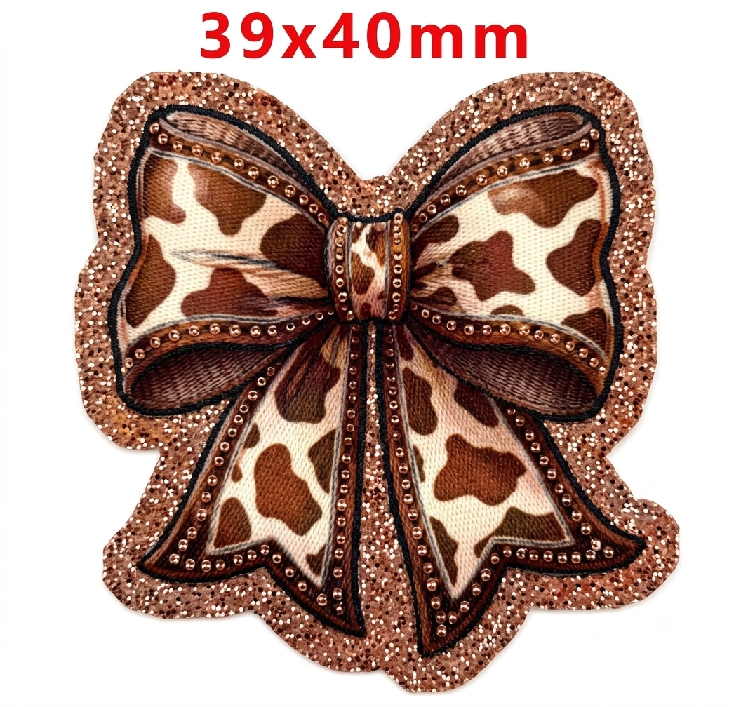 Glitter Acrylic Flatback- Acrylic Planer Resin Charm Cow Hide Bow