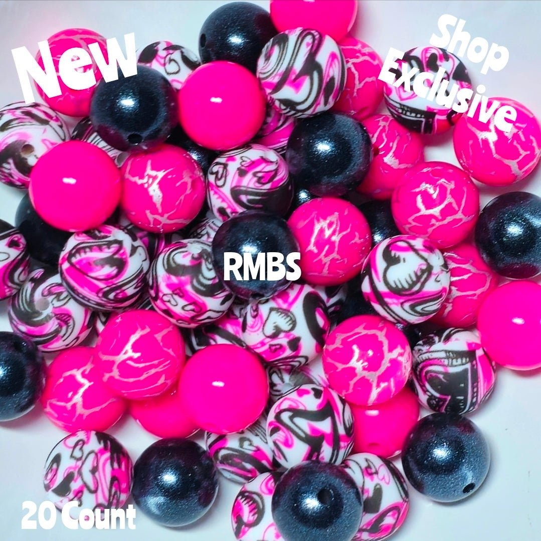 New BOLD Hearts Mix 20 Count Limited Edition Shop Created Bead Mix