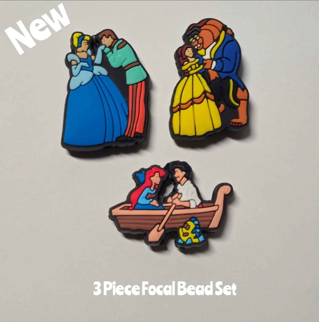 DIY Focal Bead 3 Count Craft Supplies Character Princess & Prince
