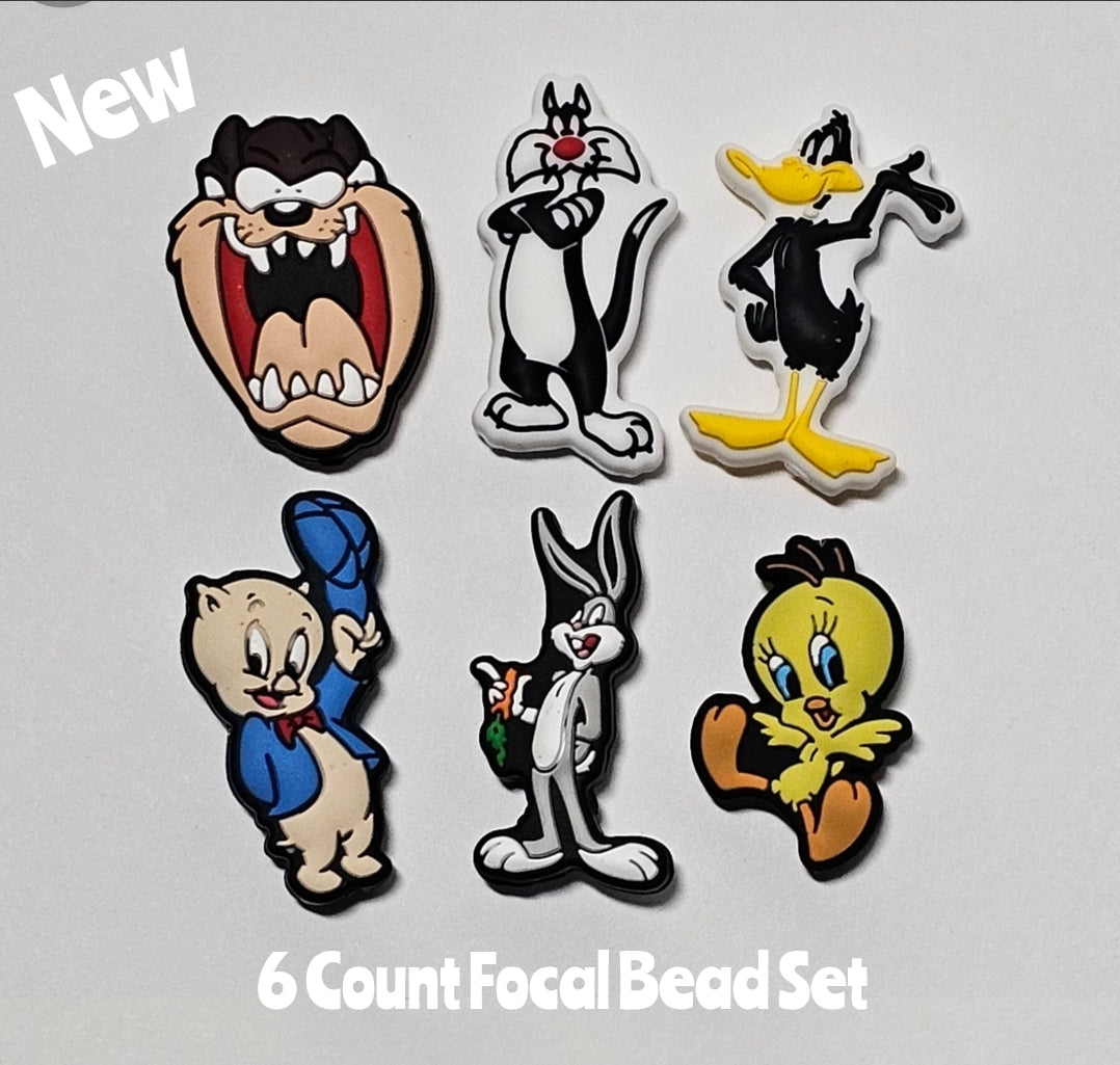NEW DIY Focal Bead 6 Count Craft Supplies Looney Tunes