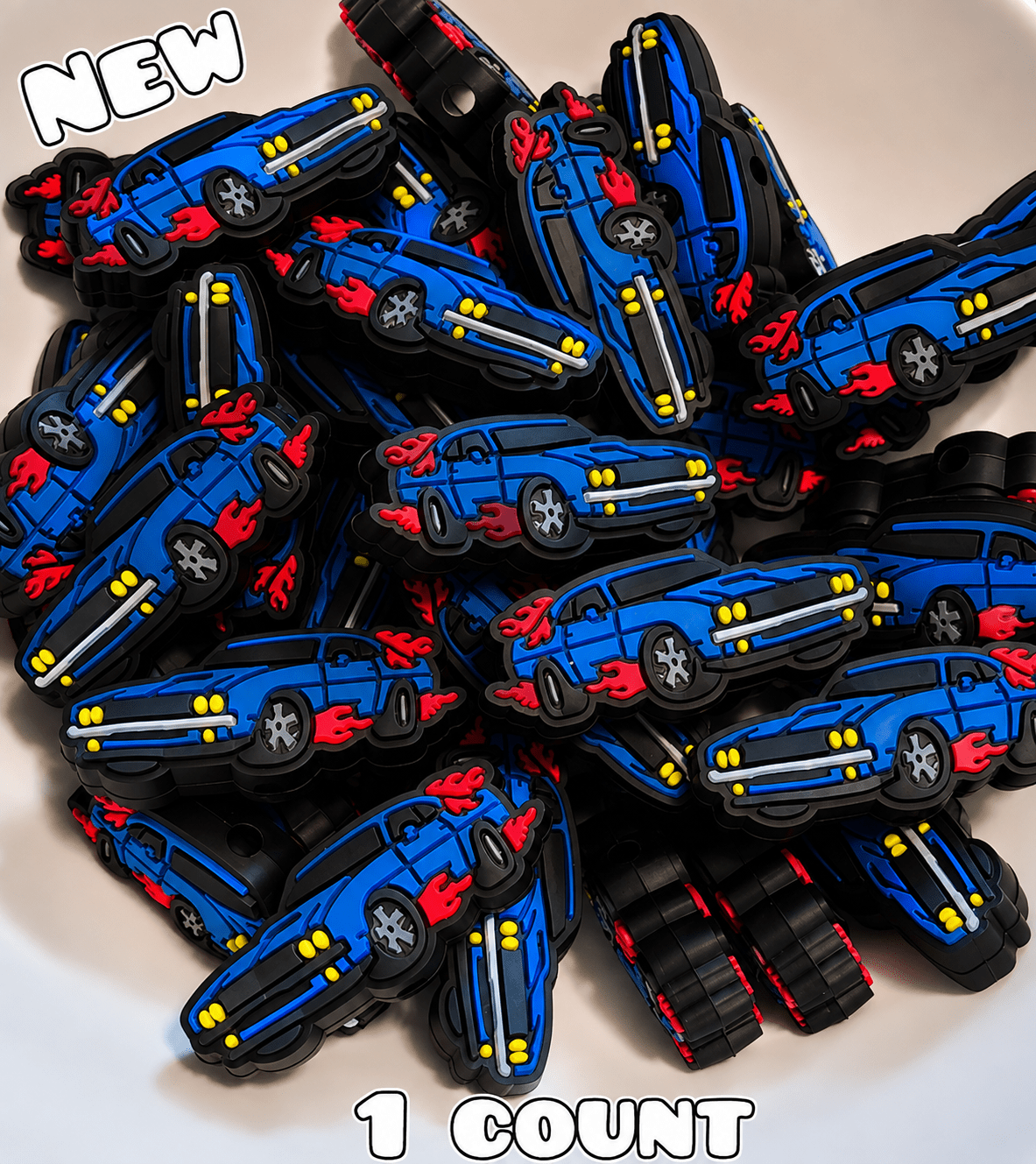 New 1 Count Hot Rod Cars Focal Bead