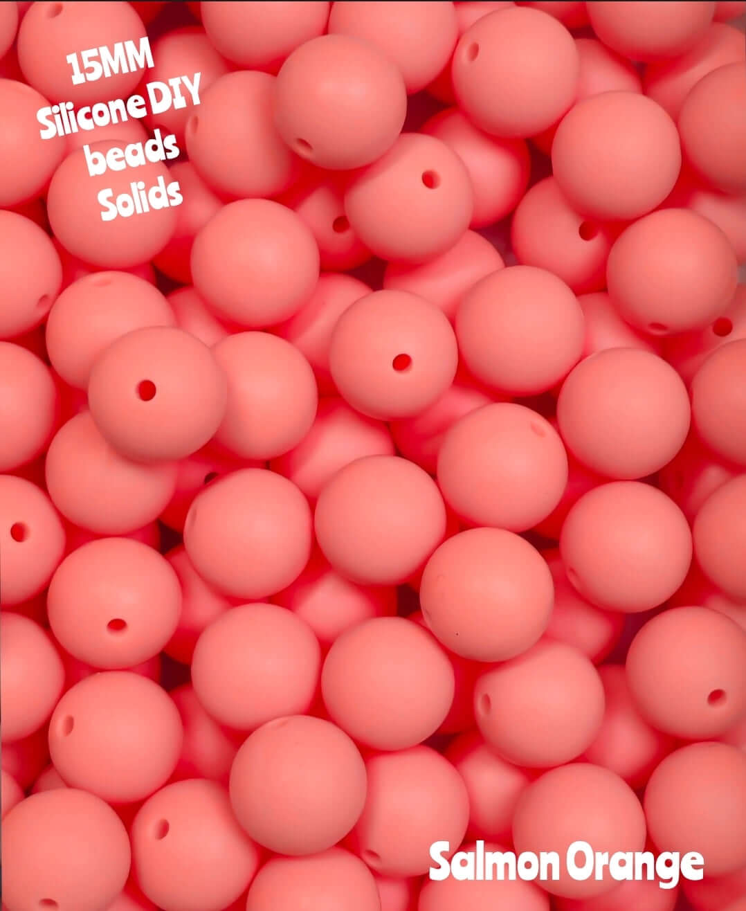 15mm DIY Silicone Solids 1 Count Salmon Orange