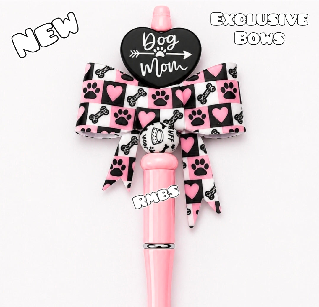 1 Count New Release Silicone Focal Bead Bow Exclusive Animal Paw Print Big Bow Bead only Pen is example