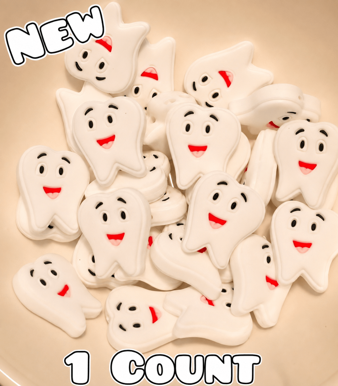 1 Count Focal Bead Dental Tooth