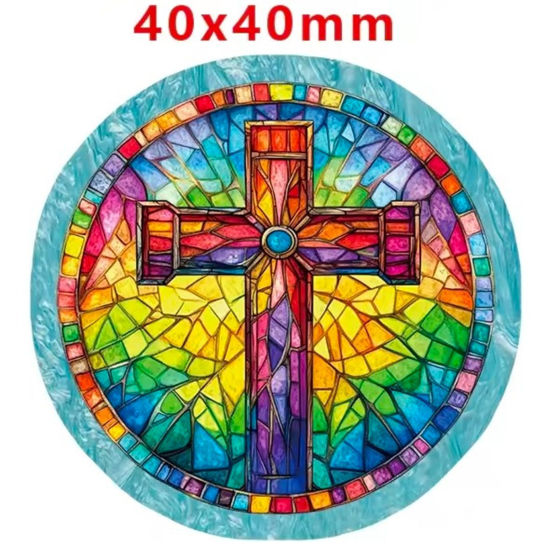 Glitter Acrylic Flatback- Acrylic Planer Resin Charm Religious
