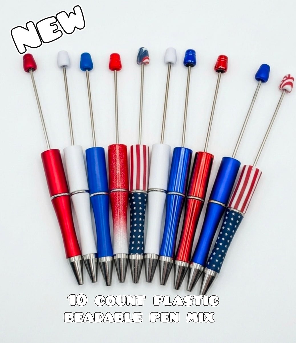 10 Count American 4th July Beadable Pen Blanks Mix