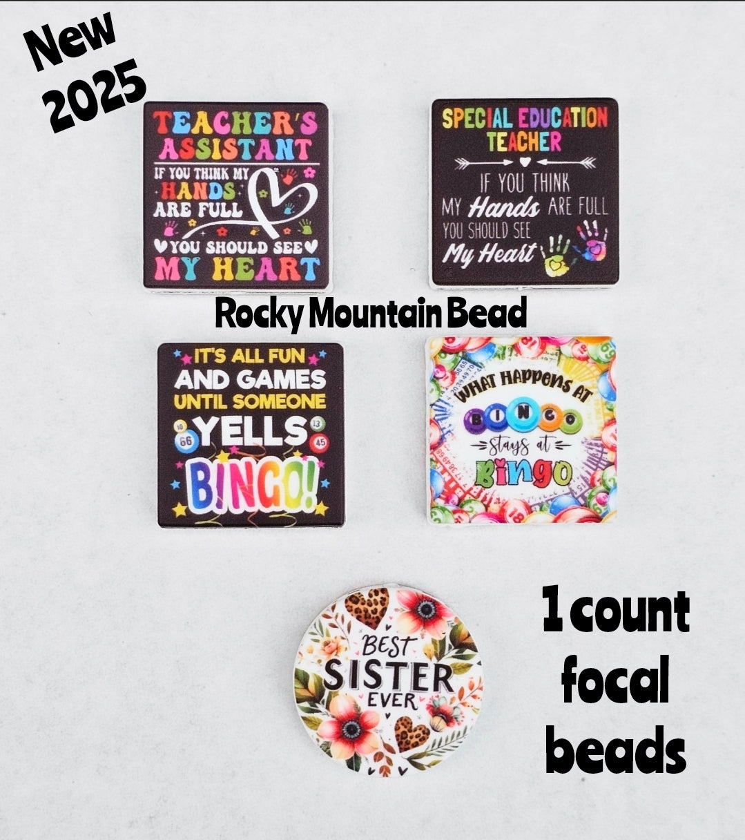 New 2025-- teacher-bingo 1 count focal DIY BEADS