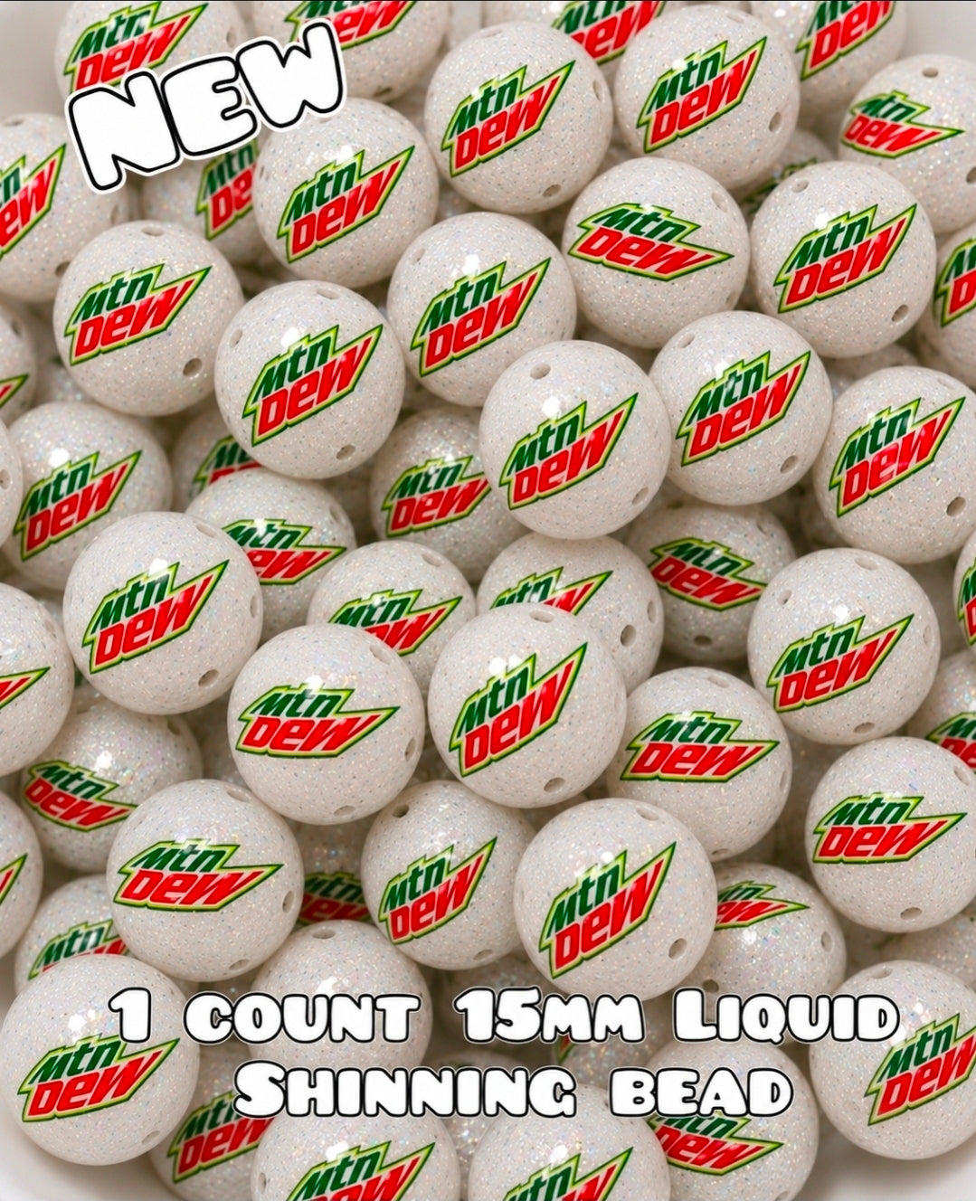 New 1 Count Shop Exclusive DIY Silicone Beads 15mm printed Shiny Glossy Beads