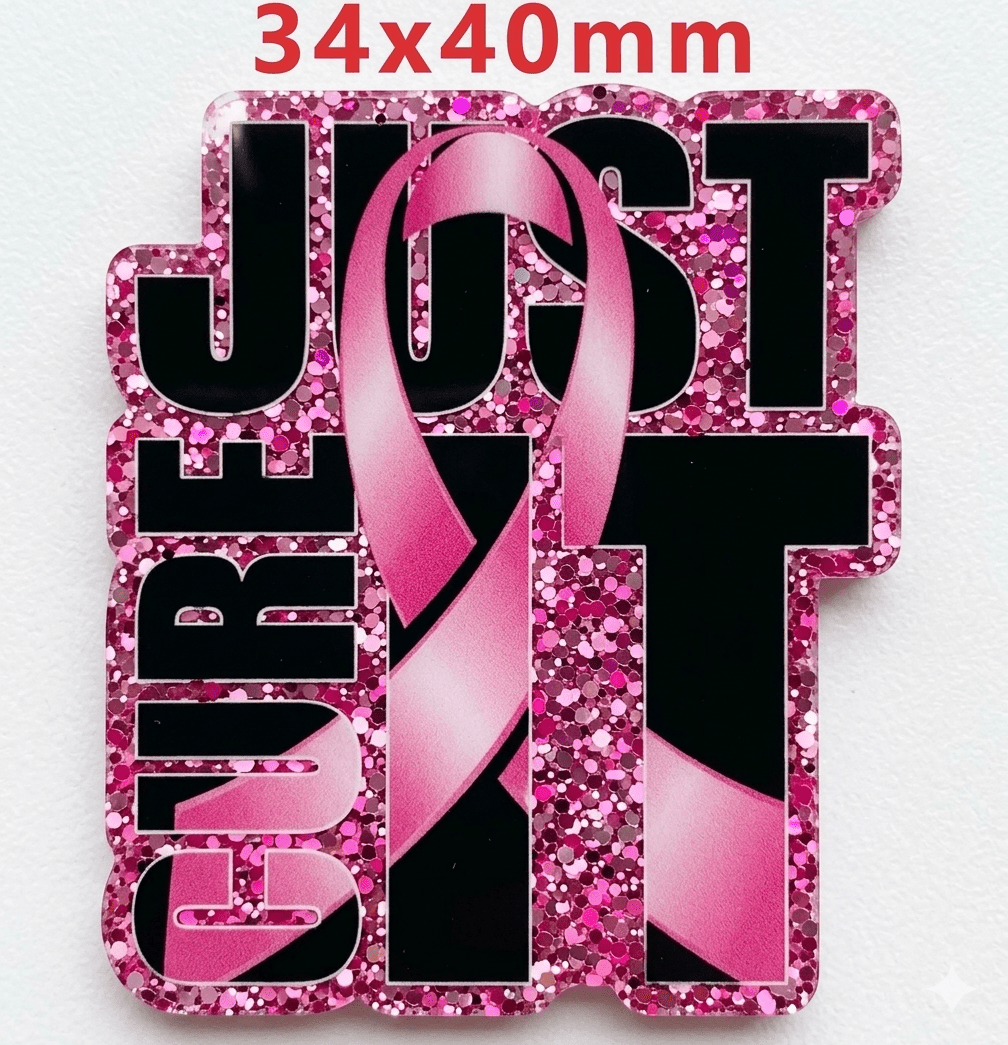 Glitter Acrylic Flatback- Acrylic Planer Resin Charm Cancer Awareness