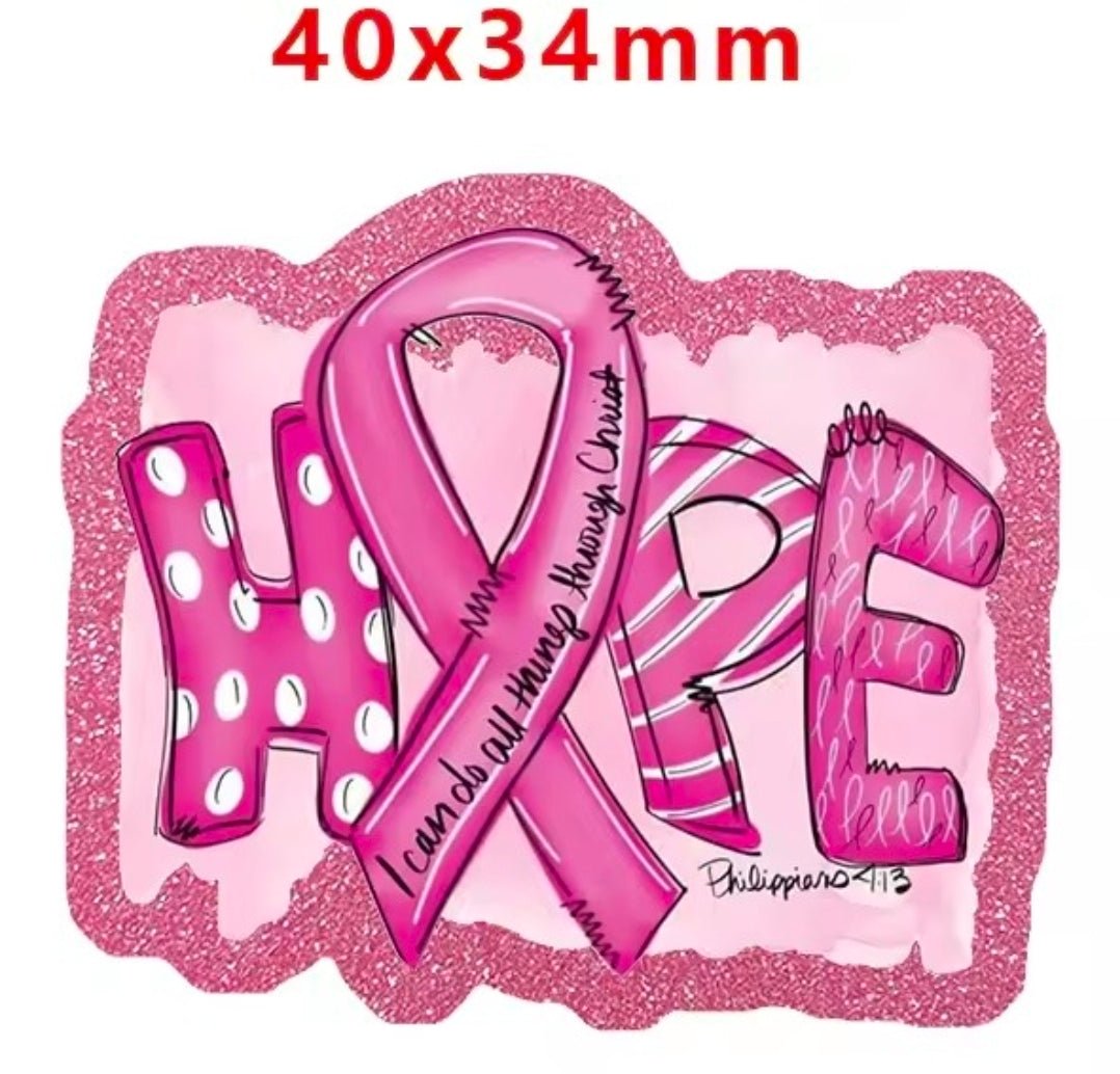 Glitter Acrylic Flatback- Acrylic Planer Resin Charm Cancer Awareness