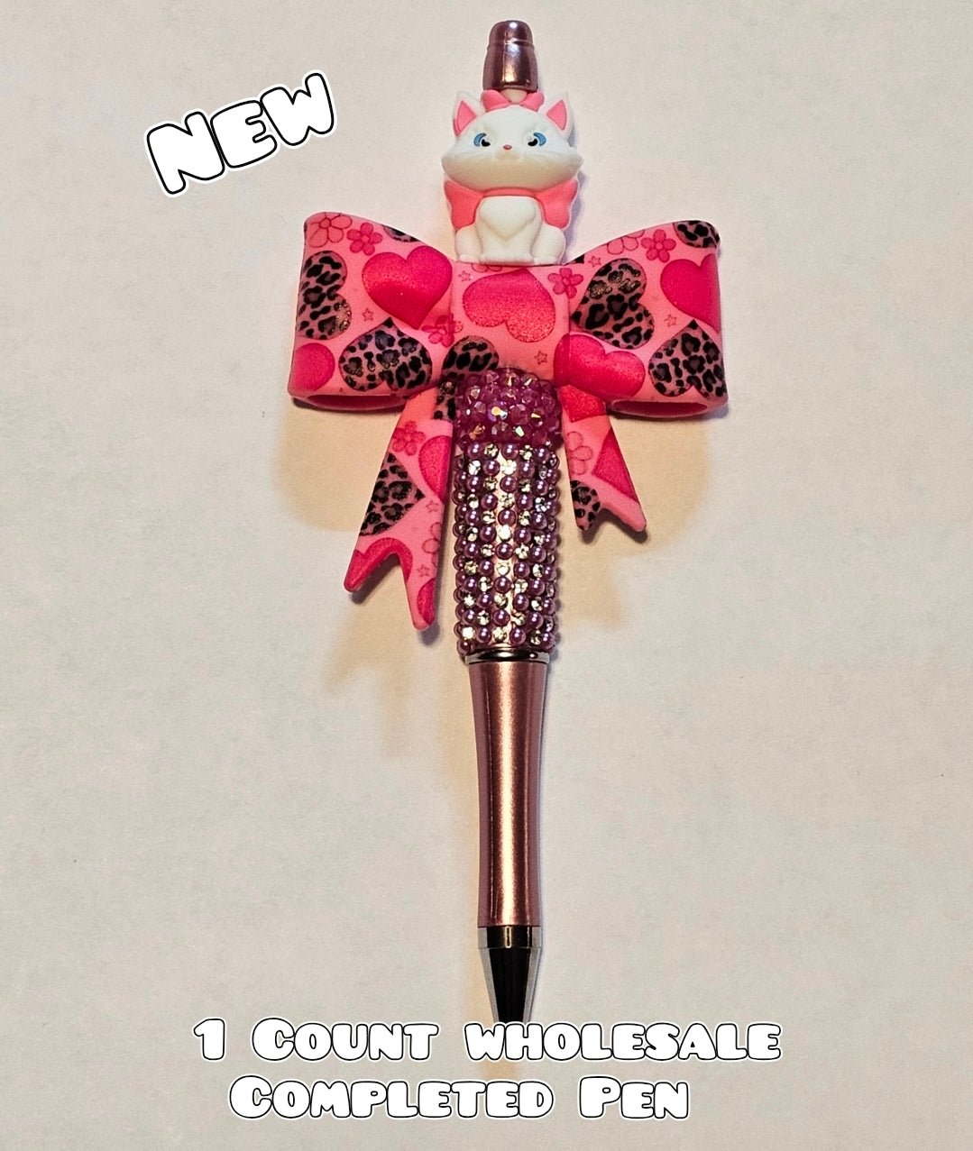 Wholesale 1 Count Beadable Pen Character Marie White Cat