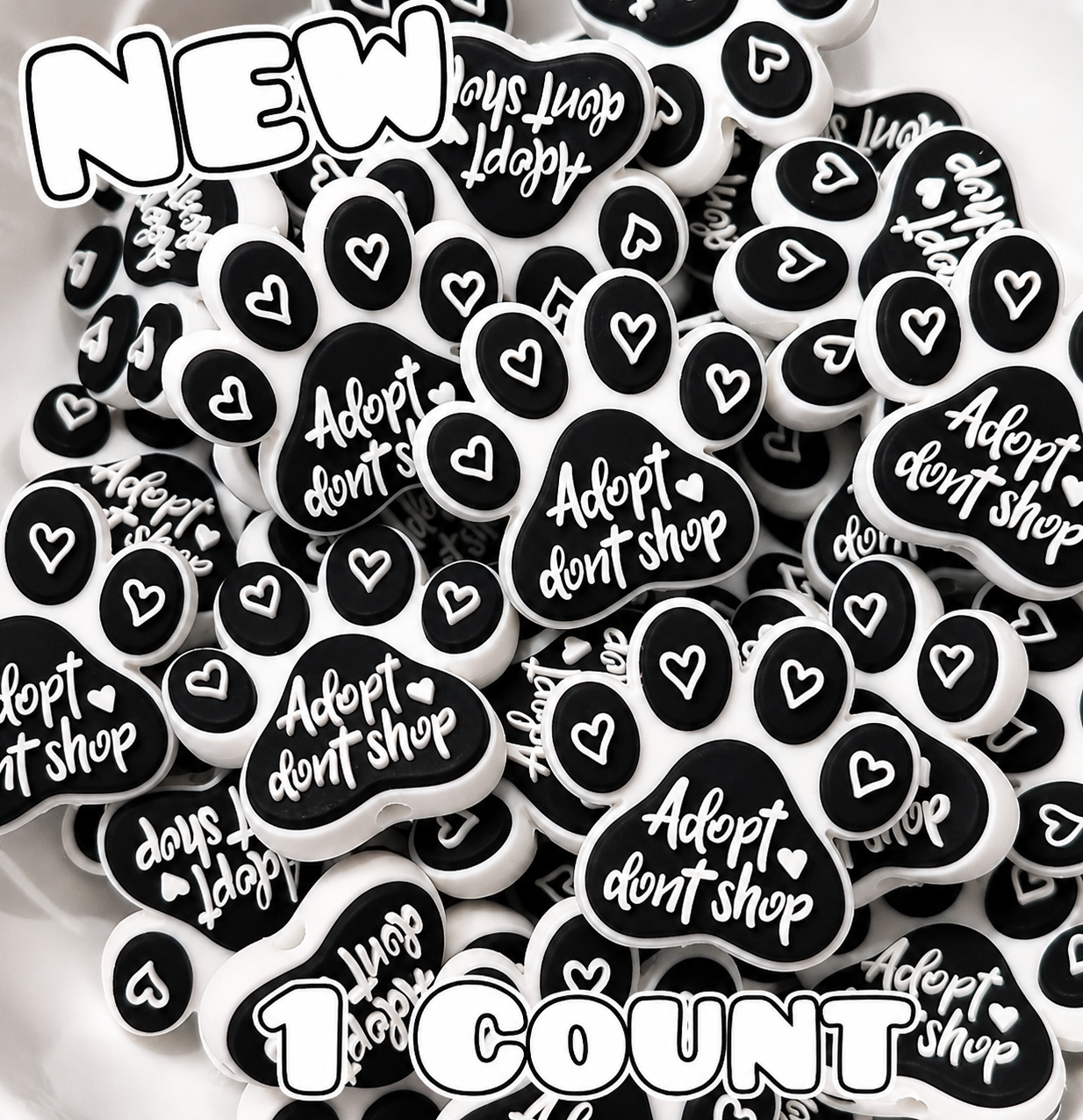 New 1 Count Focal Bead Adopt Dont Shop Paw Animals