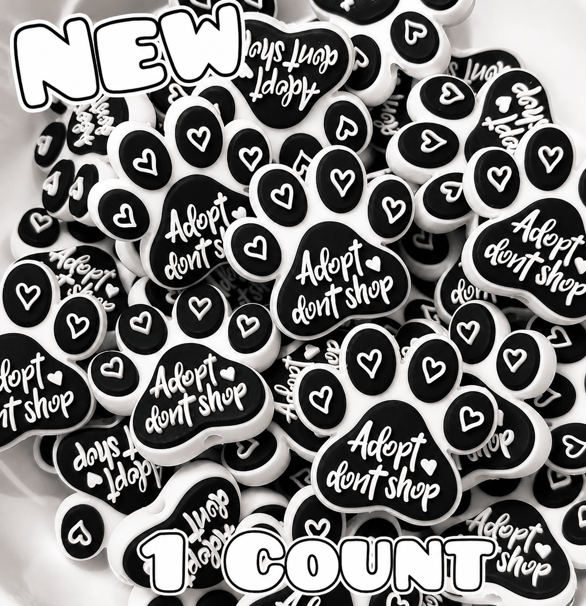New 1 Count Focal Bead Adopt Dont Shop Paw Animals