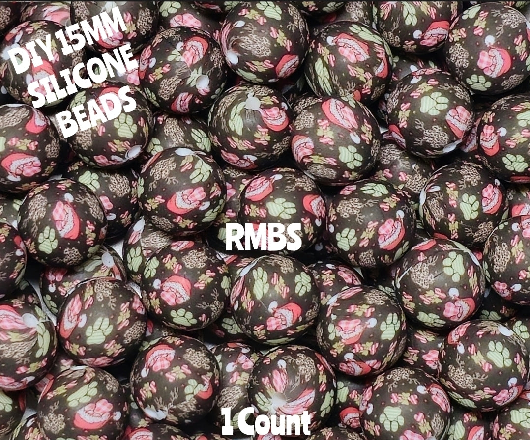 New 1 Count 15mm Printed Beads Christmas Theme Beads Craft Supplies Multiple Options