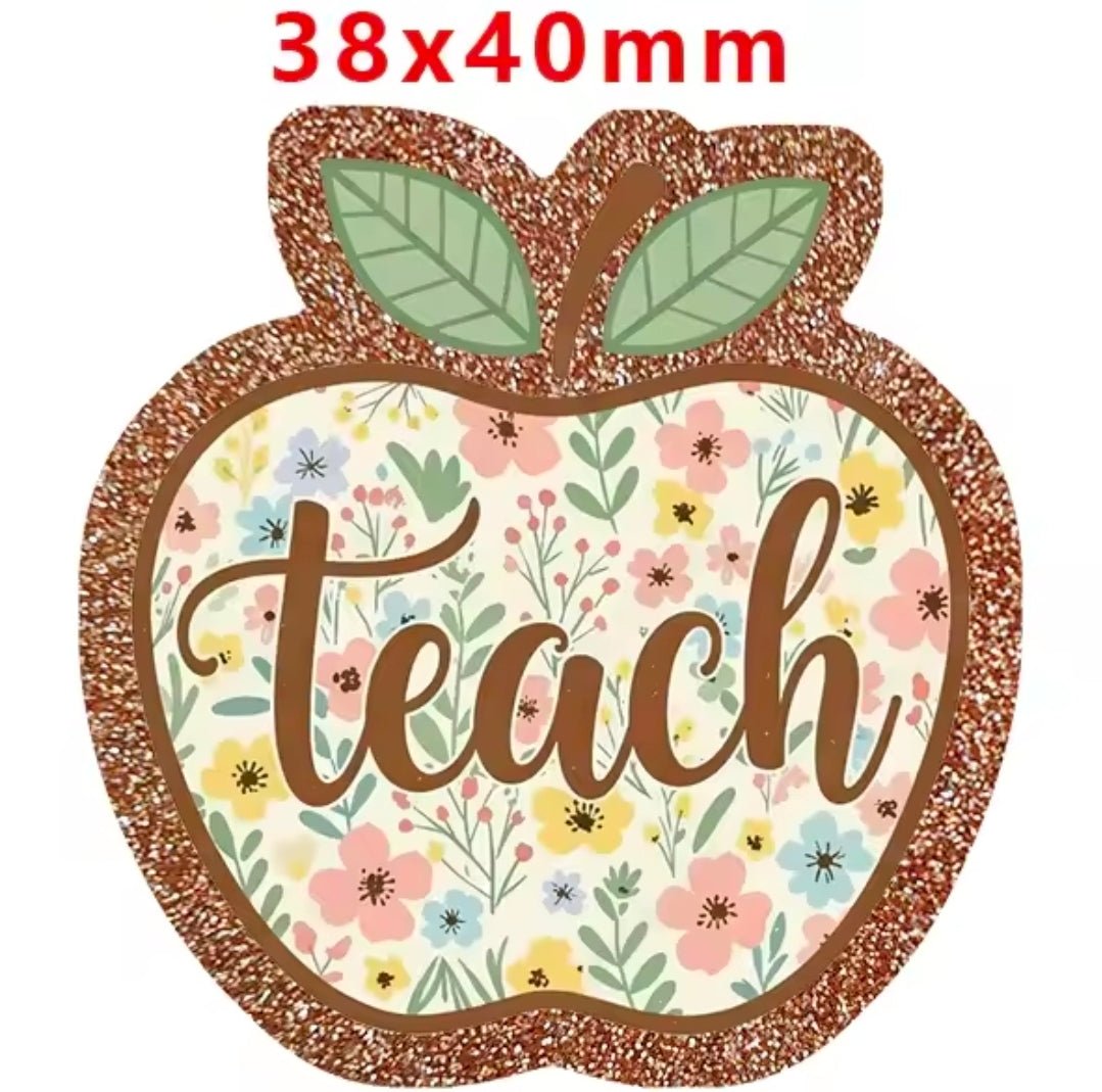 Glitter Acrylic Flatback- Acrylic Planer Resin Charm Teach