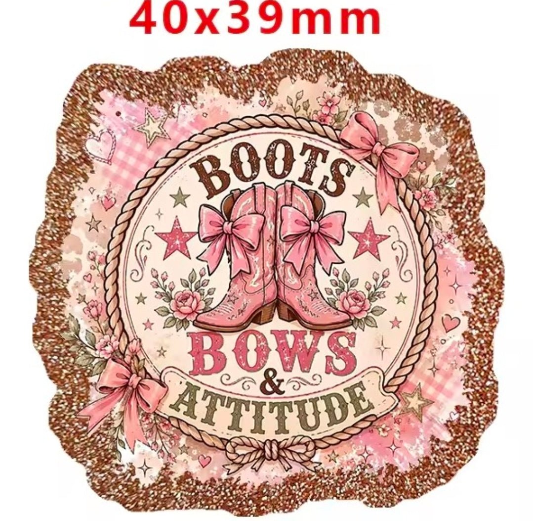 Glitter Acrylic Flatback- Acrylic Planer Resin Charm Boots & Bows
